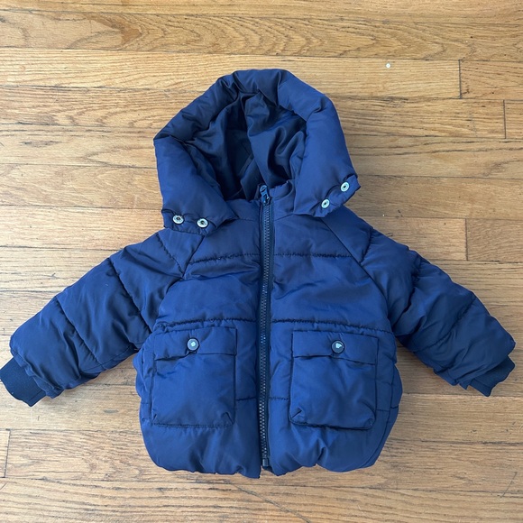 GUC Zara 6-9 months Navy Fleece lined Puffer - Picture 1 of 4